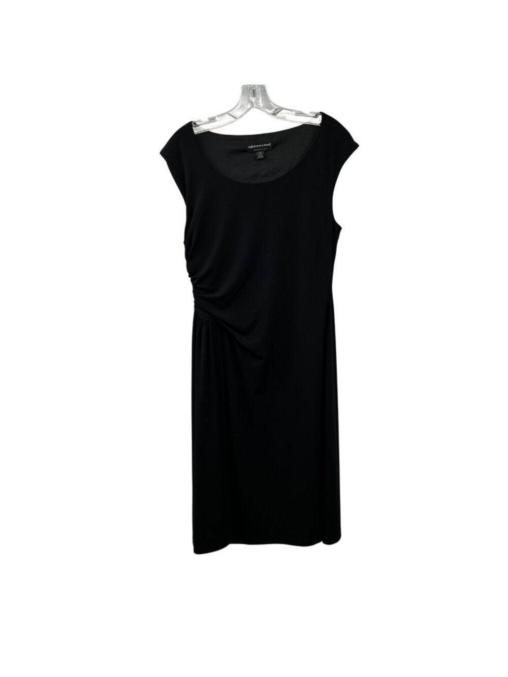 Connected Apparel Midi Dress Ruched Black Womens Size 12